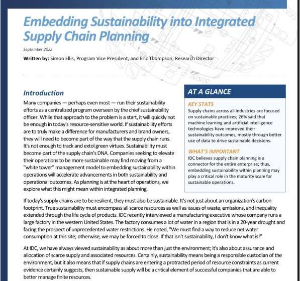  Embedding Sustainability into Integrated Supply Chain Planning